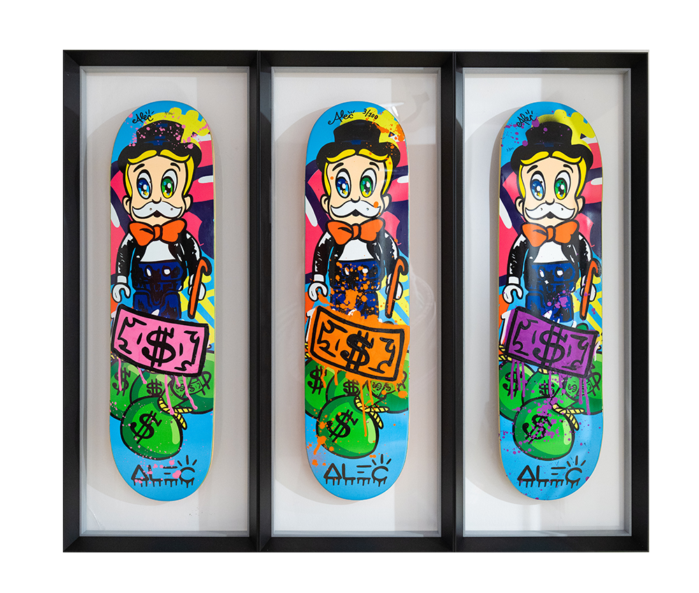 Skateboard Deck Triptych - Alec Monopoly - Eden Gallery