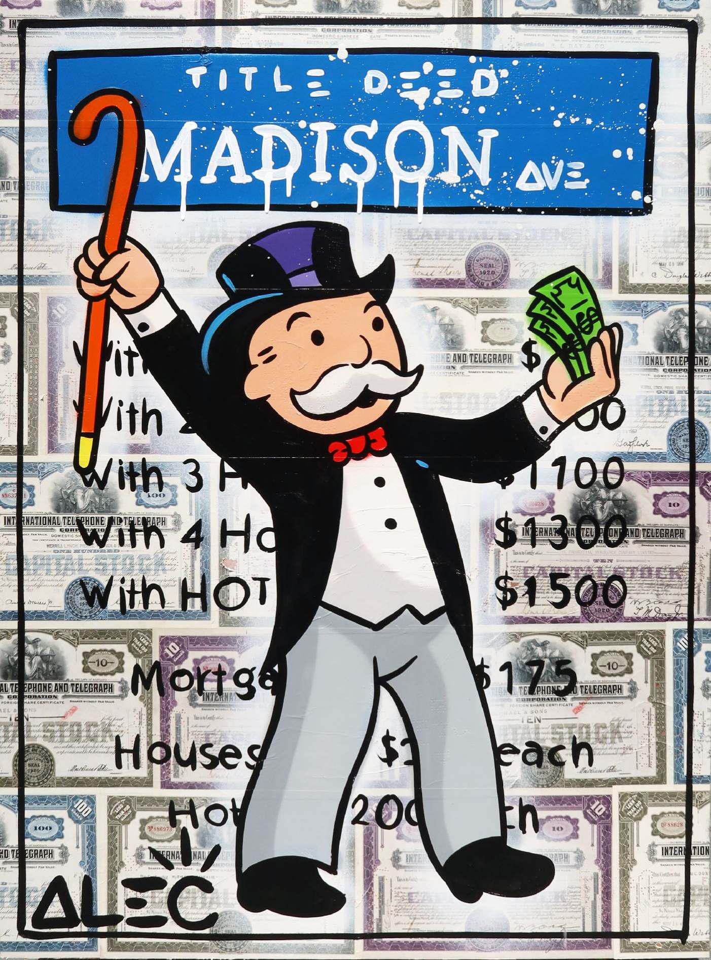 Monopoly Cane and Cash Madison Ave Title Deed - Alec Monopoly - Eden Gallery