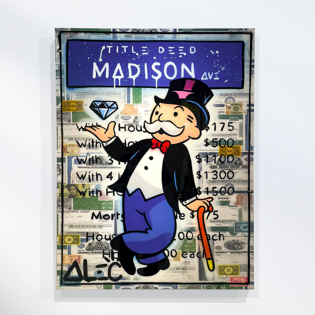 Monopoly Diamond in the Air Madison Ave. Title Deed - Alec Monopoly - Eden Gallery